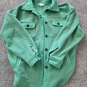Green Button-Up Fleece Shacket